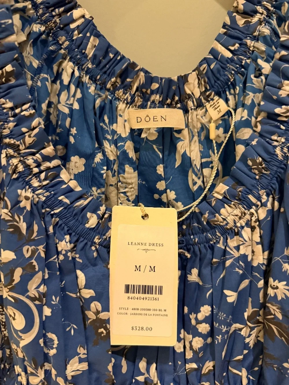 NWT Doen Leanne Jardins de La Fontaine Floral. Blue Maxi Dress Size M - Picture 4 of 4